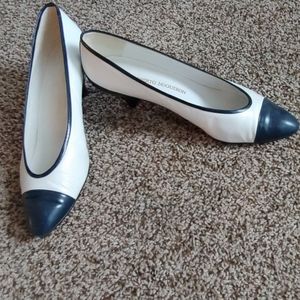 Navy and white heels